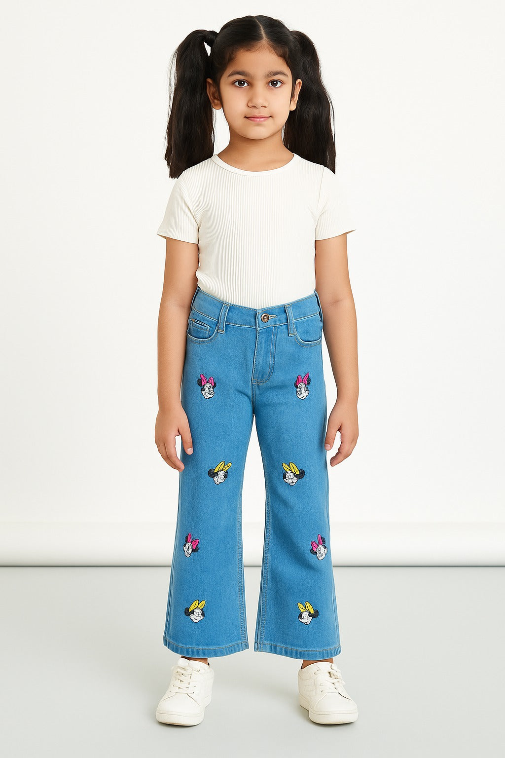 wide-leg denim pant for girls