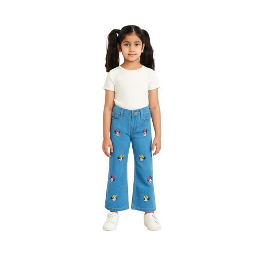 wide-leg denim pant for girls